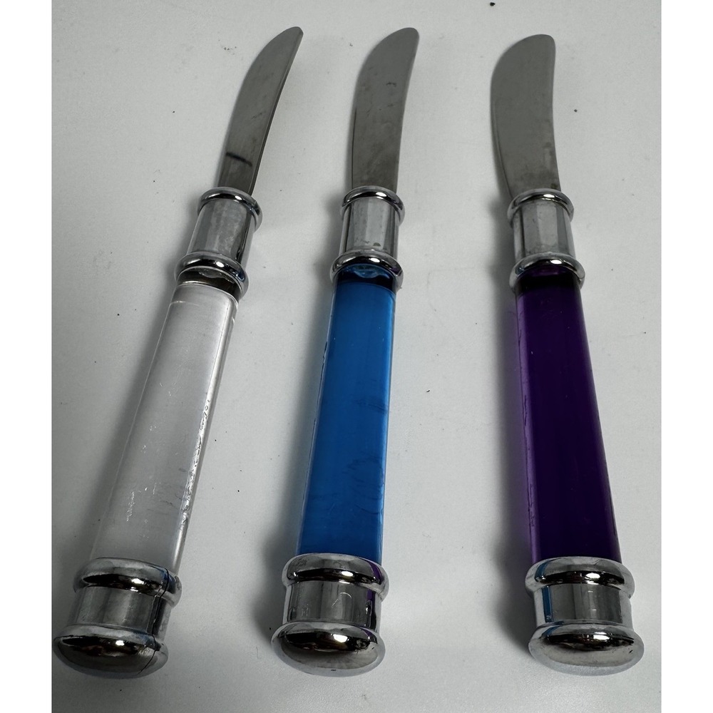 Gourmet Cheese/Butter Spreaders, Stainless Steel, Colored Transparent